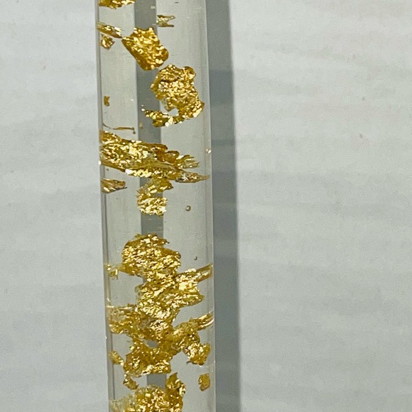 Lot 2 Lucite 12" Candles AND Candleholders gold flakes Enchanto Co of California - Picture 5 of 12